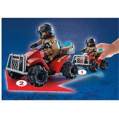 Playmobil 71090 Bombeiros Speed Quad com motor de retrocesso em movimento