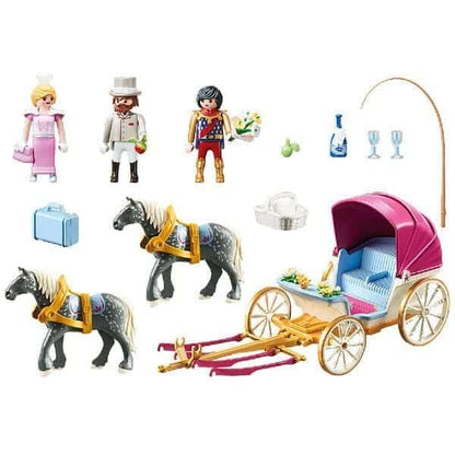 Playmobil 70449 Carruagem Romântica: figuras, dois cavalos cinzentos, carruagem e acessórios