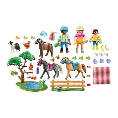 Playmobil 71239 Piquenique com cavalos: peças soltas com cavalos, figuras, árvore e cerca