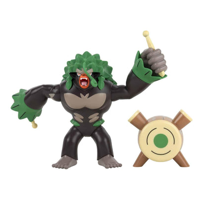 Figura Pokémon Rillaboom verde e preta com tambor