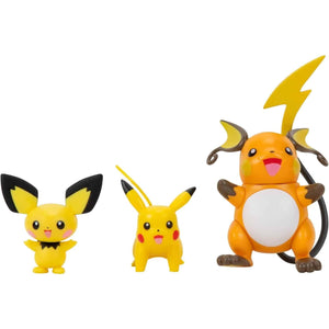 Pokémon Select Evolution 3 Pack - Pichu + Pikachu + Raichu - Brincatoys