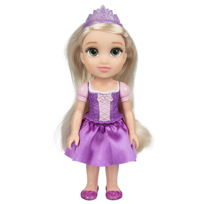 Boneca Princesa Disney Rapunzel com vestido roxo e tiara