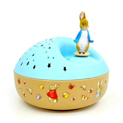 Projetor de Estrelas Musical Peter Rabbit com base bege e ilustrações