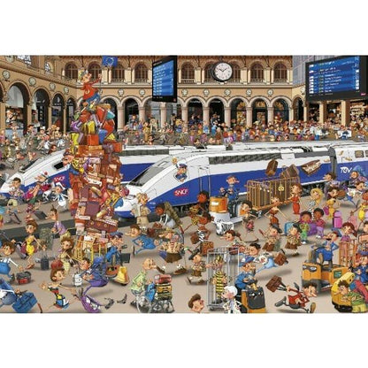 Imagem do Puzzle 1000 peças Estação de Comboios com multidão
