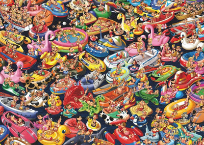 Imagem do Puzzle Floating around com muitas boias coloridas na água