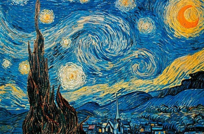 Puzzle 1000 pcs Starry Night: imagem completa de céu estrelado e vila