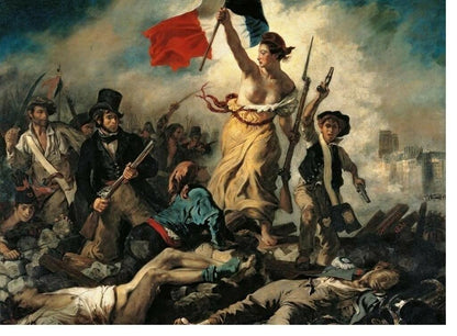 Imagem do Puzzle 1000 peças A Liberdade Guiando o Povo com a bandeira francesa erguida