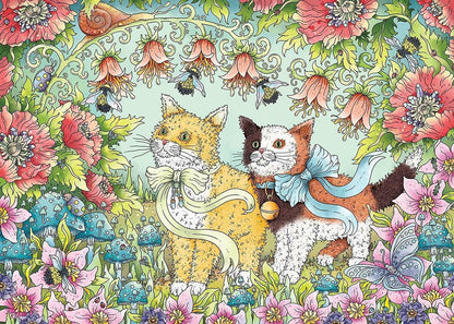 Imagem do Puzzle Kitten Friendship com dois gatos entre flores