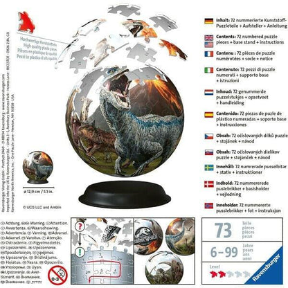 Traseira da caixa do Puzzle 3D Jurassic World com instruções