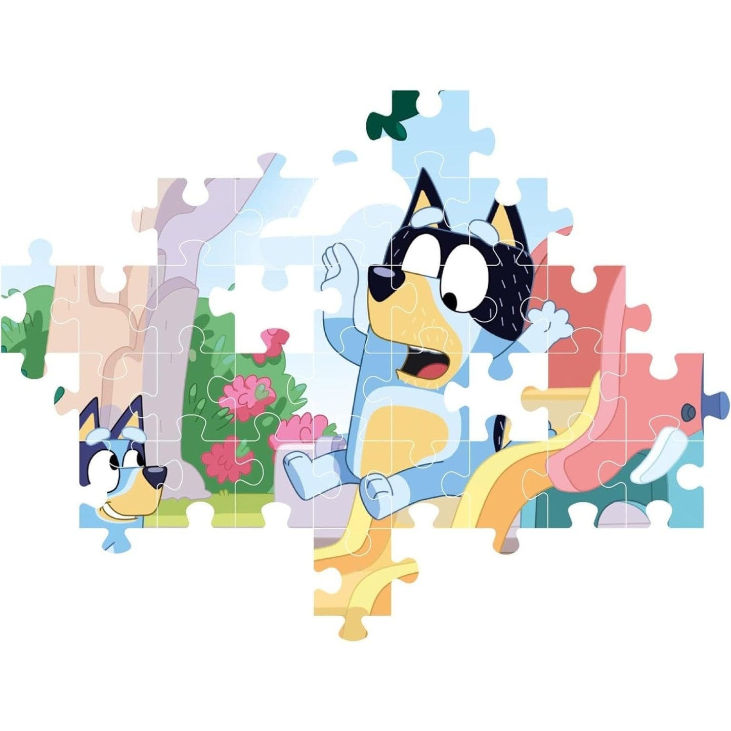 Apresentamos Puzzle Bluey e Bingo 104 peças com o SKU 552717124 recomendado para + 6 anos