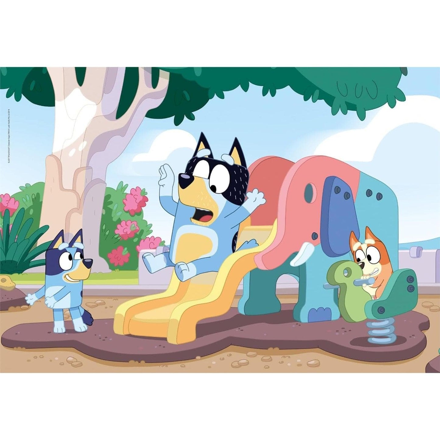 Apresentamos Puzzle Bluey e Bingo 104 peças com o SKU 552717124 recomendado para + 6 anos