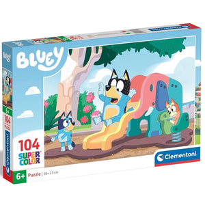 Apresentamos Puzzle Bluey e Bingo 104 peças com o SKU 552717124 recomendado para + 6 anos