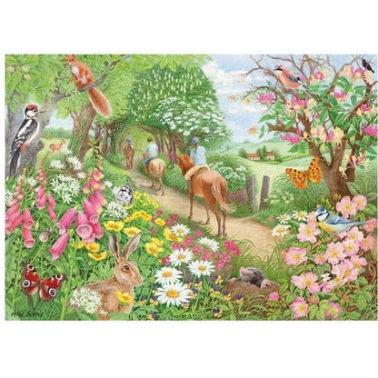 Imagem do Puzzle Falcon An Afternoon Hack com cavaleira, flores e animais do bosque