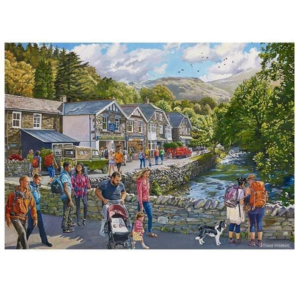 Imagem do Puzzle Glenridding com pessoas a passear junto ao rio e montanhas