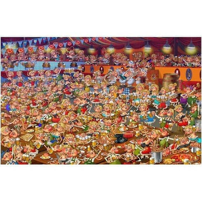 Puzzle Festival da Cerveja 1000 pçs: ilustração completa da tenda com multidão