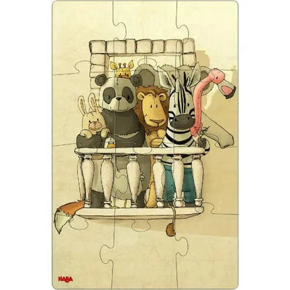 Segundo puzzle do Puzzle Leão 2 x 12 peças com animais numa varanda