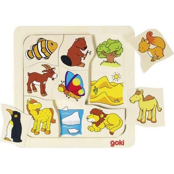 Apresentamos Puzzle madeira -Onde vivo- com o SKU 45672515 recomendado para + 2 anos