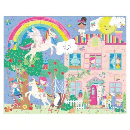 Segunda cena do Puzzle Mágico Fadas Arco-íris 50 pçs com unicórnio alado