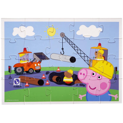 Puzzle Peppa Pig George Construtor montado com capacete amarelo