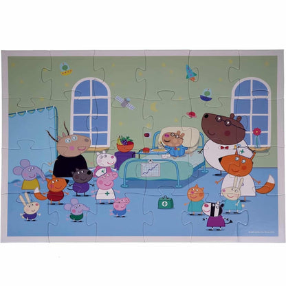 Puzzle Peppa Pig Peppa Enfermeira montado com cena de consultório