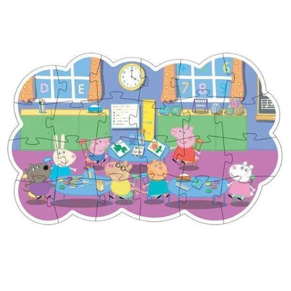 Puzzle Peppa Pig Peppa na Escola montado: sala de aula com a Peppa e os colegas