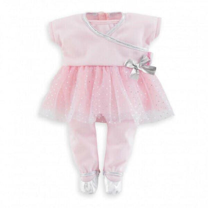 Conjunto rosa de dança com saia de tule e laço prateado para boneca Corolle