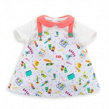 Vestido Corolle Pequeno Artista branco com gola coral e estampado de pincéis