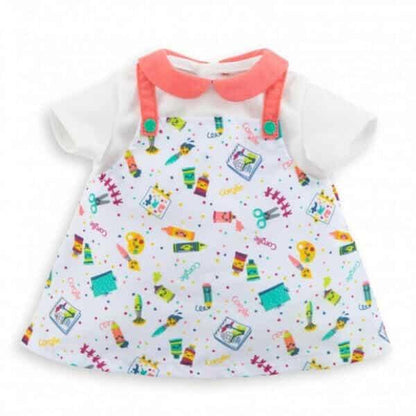 Vestido Corolle Pequeno Artista com gola coral e estampado de materiais de pintura