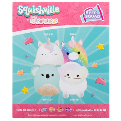 Parte de trás da caixa Squishville Mini Squishmallows Cheer Squad