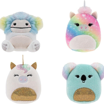 Quatro peluches Squishville Cheer Squad: yeti, unicórnios e coala