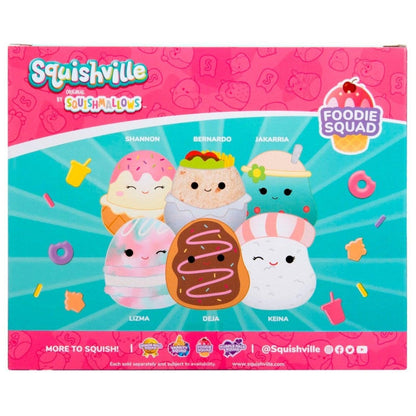 Traseira da caixa do Squishville Mini Squishmallows Esquadrão Gastronómico