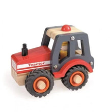 Apresentamos Tractor de madeira vermelho com o SKU 721104023 recomendado para + 12 meses
