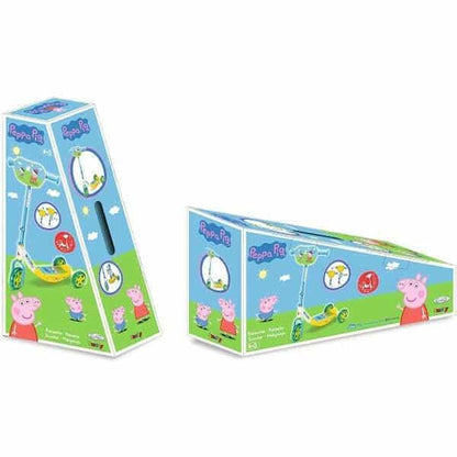 Embalagem da Trotinete 3 rodas Peppa Pig em dois ângulos