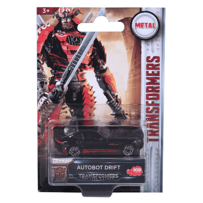 Veículo Transformers Autobot Drift na embalagem blister com ilustração do robô