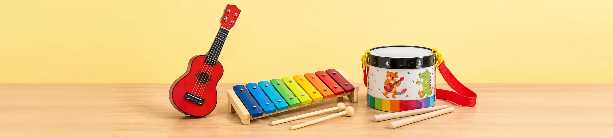 Seleção de brinquedos da coleção Instrumentos musicais